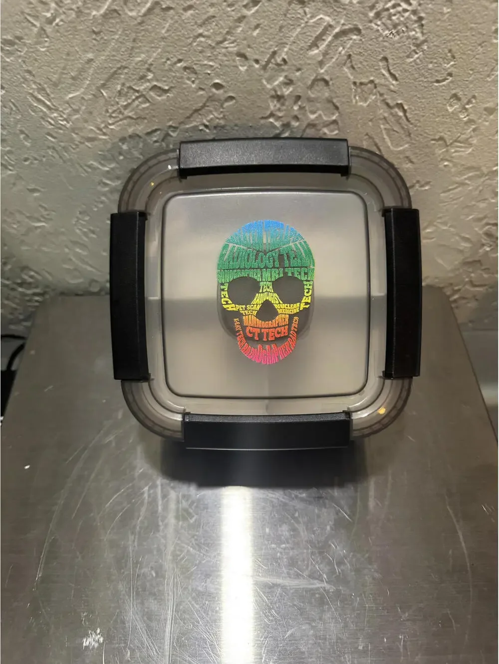 Medical Professional's Lunch Box with Colorful Skull Design and Compartments